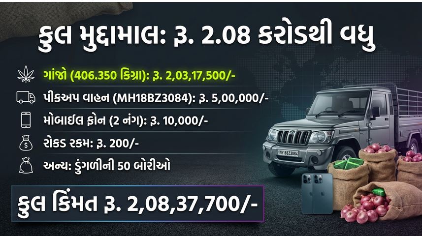 ક્રાઈમ બ્રાન્ચ : નારોલ પાસે 2.03 કરોડોનો ‘ગાંજો’ પકડાયો 54 6 12