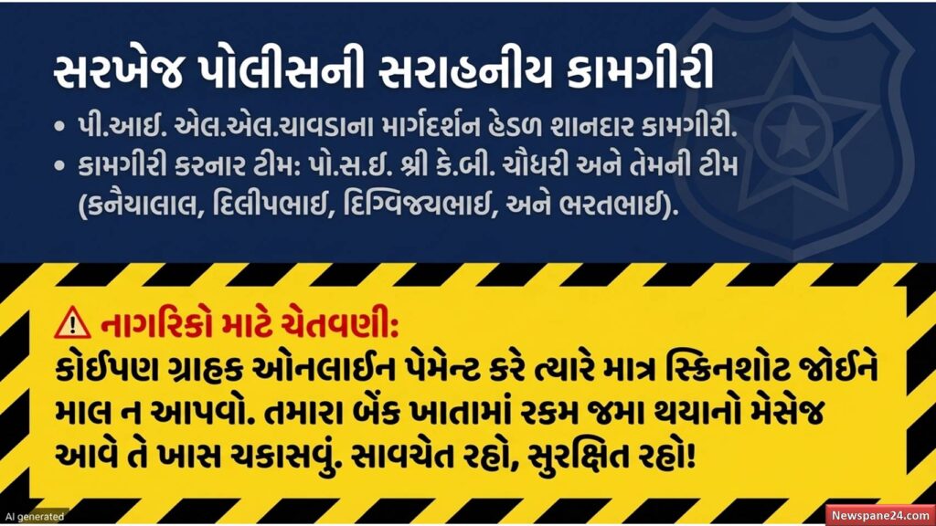 સરખેજ પોલીસ : ઓનલાઈન ટ્રાન્જેક્શનના નકલી સ્ક્રીનશોટથી છેતરતા ૨૩ વર્ષના 'રાજ'ને સરખેજ પોલીસે દબોચ્યો 50 સરખેજ પોલીસ