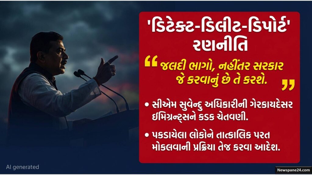 ઘુસણખોરી : 'જલ્દી ભાગો નહીંતર જેલમાં જશો' – CM શુભેન્દુ અધિકારીના અલ્ટીમેટમથી બંગાળ સરહદે અફરાતફરી 49 ઘુસણખોરી
