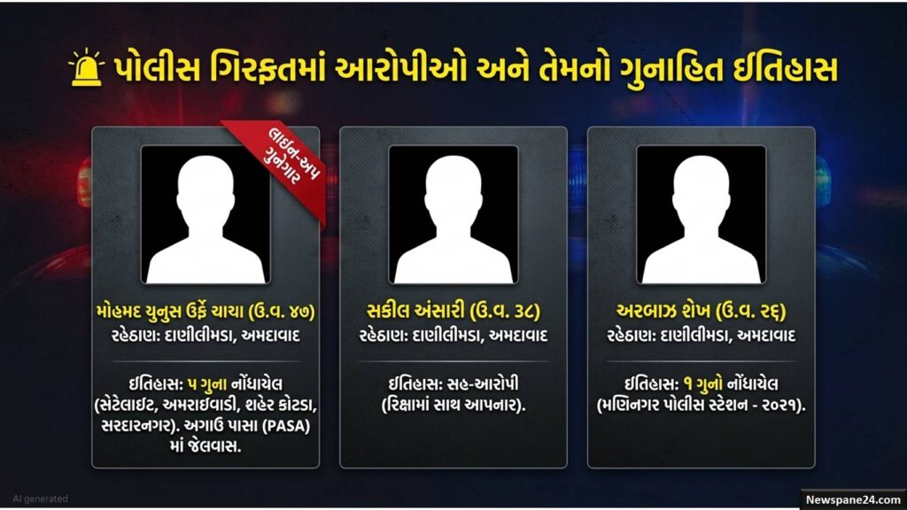 રિક્ષામાં નજર ચૂકવી ઘરેણાં ચોરતી દાણીલીમડાની ગેંગ ઝડપાઈ, ₹2.87 લાખનો મુદ્દામાલ જપ્ત 49 અમદાવાદ