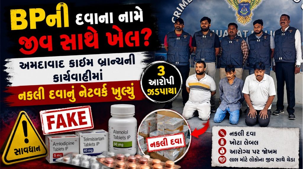 Ahmedabad : નકલી BP દવાનો મોટો ખેલ! લખનઉથી ગુજરાત સુધીનું નેટવર્ક ઝડપાયું, 3 આરોપી જેલભેગા 41 Ahmedabad