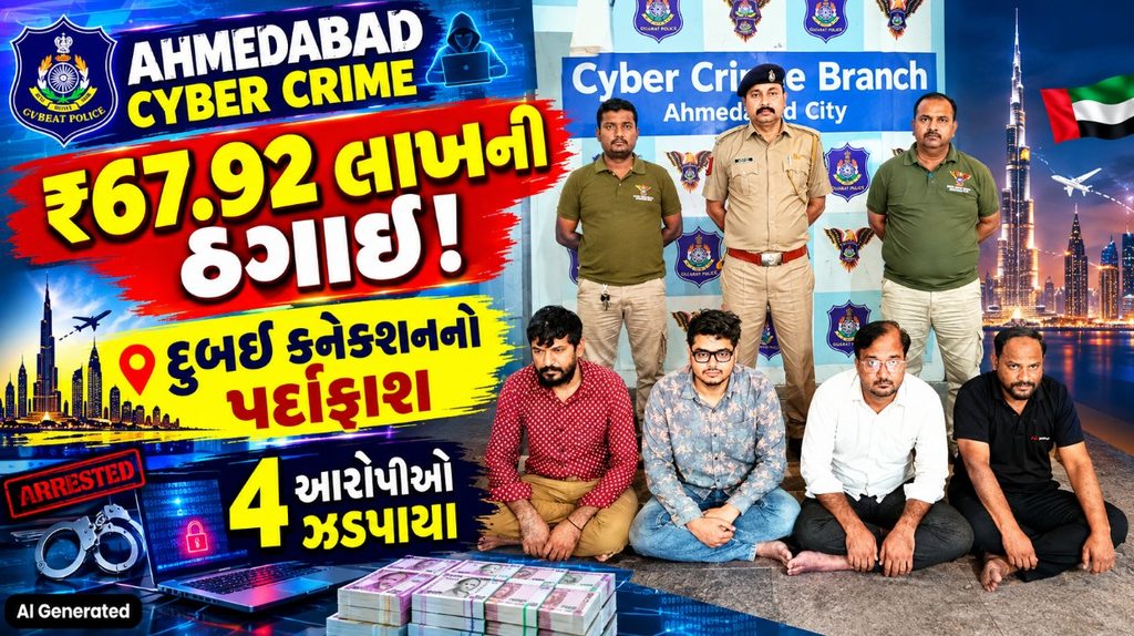 Ahmedabad Cyber Crime : શેરબજારમાં 20% નફાની લાલચ આપી ₹67.92 લાખની ઠગાઈ! દુબઈ સુધી પહોંચ્યા તાર 41 Ahmedabad Cyber Crime